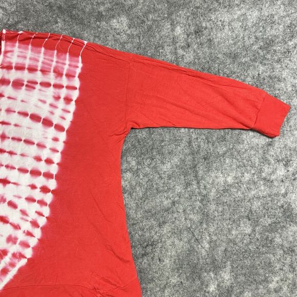 For The Republic Open Wrap Back Top Women’s XL Red Tie Dye Dolman Sleeve - Picture 11 of 16